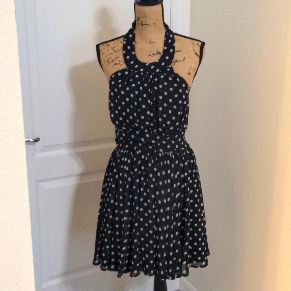 Moda International Black Polka Dot Halter Dress